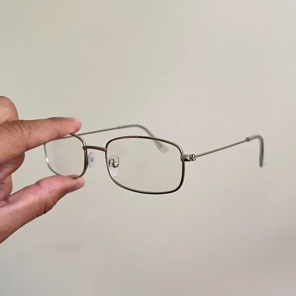 silver trim clear lens sunglasses